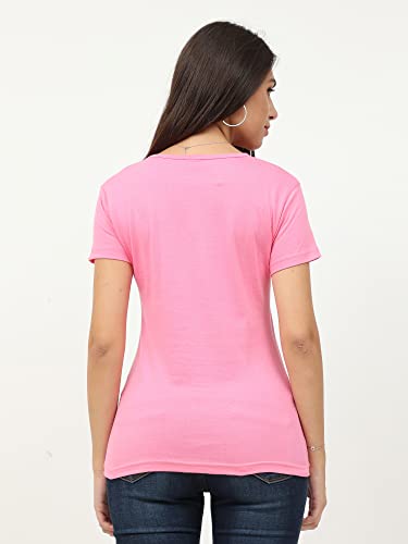 Image of FLEXIMAA Women's Cotton Plain Round Neck Half Sleeve T-Shirt