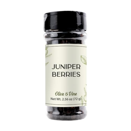 Olive & Vine Juniper Berries, Earthy & Piney Flavor, Seasoning for Game Meats, Sauerkraut, Gin Infusions, Rich Tradition, Authentic Taste, For Global Recipes (2.56 Ounce)