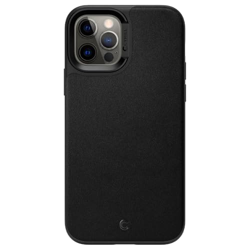 Image of Spigen Cyrill Leather Brick Mag | iPhone 12 Pro /12 Case | Black Dark Grey iPhone 12 Pro /12 Back Cover | Faux Leather+TPU+PC - Graphite