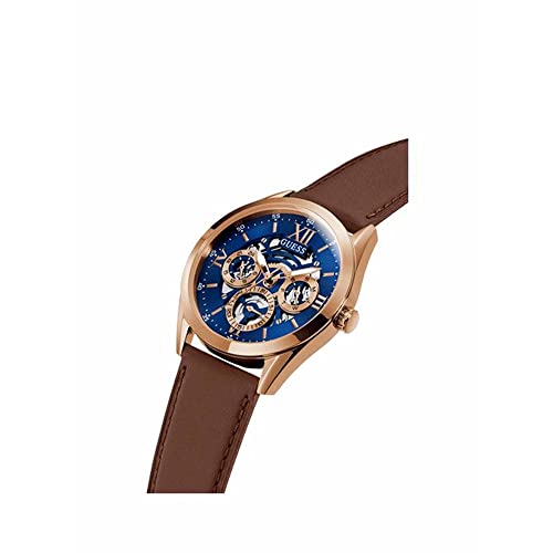 GUESS Mens 42 mm Tailor Blue Dial Genuine Leather Analog Watch - GW0389G3 - Image 3