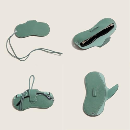 Image of FASHIXD Glasses Case Portable Travel Sunglass Case with Lanyard Eyeglass Pouch Bag Sunglass Holder for Purse For Women Men (Classic-Green)