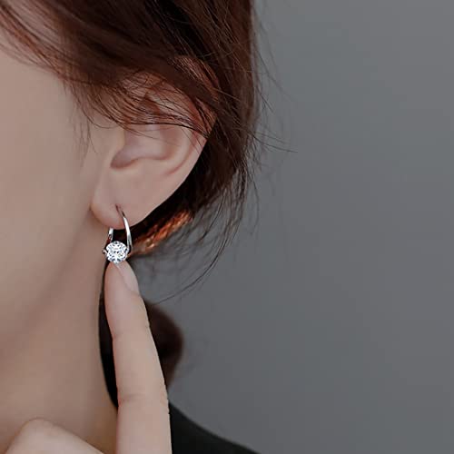 SLUYNZ Solid 925 Sterling Silver Shiny CZ Hoop Earrings for Women Teens 1.6CM Hoop Earrings Unique Oval Hoop Earrings Huggie3