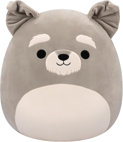 Squishmallows SQCR07712 Shaun el Schnauzer Gris, 40 cm, Peluche Oficial de Jazwares, Supersuave
