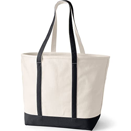 Image of Lands' End Natural Long Handle Open Top Canvas Tote Natural /black X-Large Long Handle