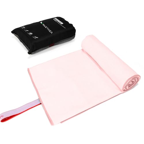 Muztaga Microfiber Beach Towel Pro Perfect for Travel, Sports, Camping, Swimming, Yoga, Gym-Quick Dry, Sand Free, Compact, Lightweight, Absorbentt(Light Pink,60