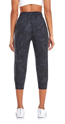 Fullsoft Capri Sweatpants For Women-Womens Joggers With Pockets High Waisted Lounge Pants For Yoga Workout Running(Black Camo-L(Capri)) #TOP2