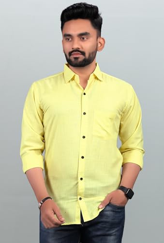 Image of Men Regular Fit Solid Spread Collar Casual Shirt