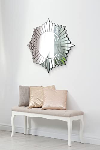 MirrorOutlet Espejo de Pared de Cristal Veneciano, diseño Moderno y Redondo, 80 cm