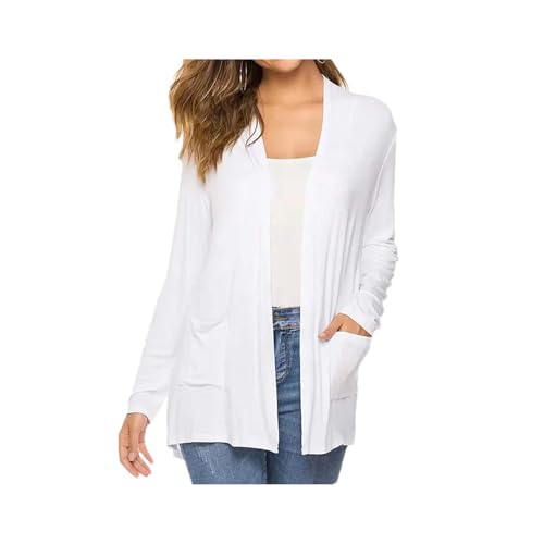 Women's Long Sleeve Lightweight Cardigan Open Front Casual Loose Fit Pockets Soft Knit Warm Coat