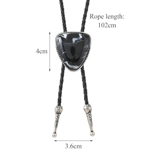 Image of Bolo Tie for Men Women Cowboy Turquoise Celtic Natural Tiger Eye Stone Longhorn Bull Western Leather Bolo Necktie