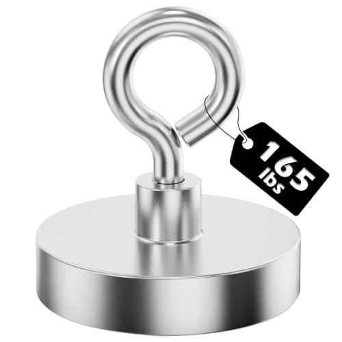 MUTUACTOR 2packs Neodymium Magnets Heavy Duty,165 lbs Pulling Force Fishing Magnet Rare Earth Magnet,Super Strong Round Magnet for Sweeping Picking Retrieving Metal Tools