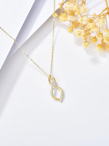 14K Solid Gold Infinity Necklace for Women Sunflower/Moissanite/Simulated Dimaond Infinity Pendant Necklaces Jewelry Gifts for Women Her Wife Daughter Christmas Anniversary Thanksgiving Birthday3