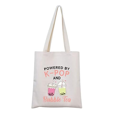 MNIGIU K-Drama Lover Makeup Bag Powered By K-Pop And Bubble Tea Lover Gift Travel Zipper Pouch, Tote Cover