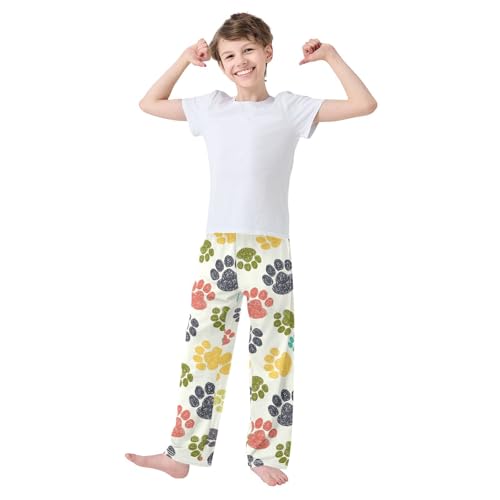 Boys' Pants Colorfulpaw Cat Dog Footprint Long Bottoms Jogger Pants Elastic Waist Trousers with Pockets S-XL2