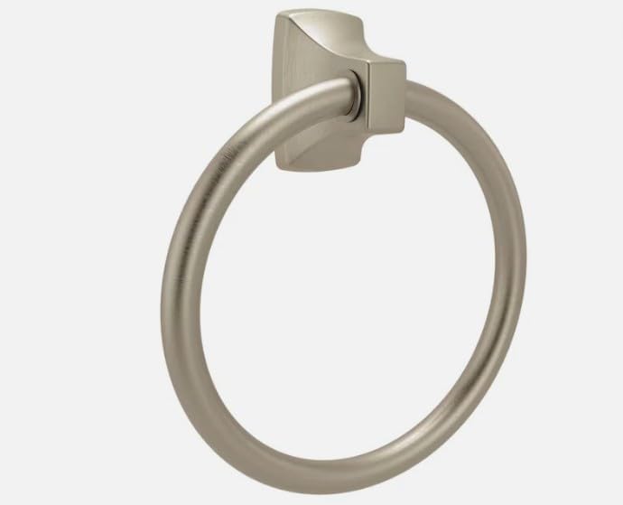 Adler Brushed Nickel Wall Mount Single Towel Ring by Moen