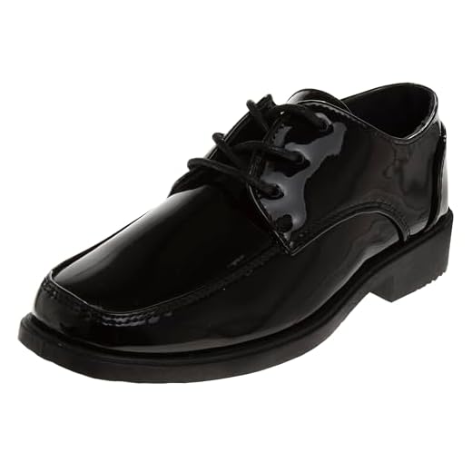 JOSMO Sapatos sociais com cadarço para meninos (infantil, criança pequena, criança grande), Patente preta, 3 Big Kid