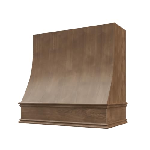 Riley & Higgs Sloped Front Grey Range Hood Cover With Decorative Molding - Wall Mounted Wood Range Hood Covers, Plywood and Maple | 49.5 Inches Wide x 36 Inches High
