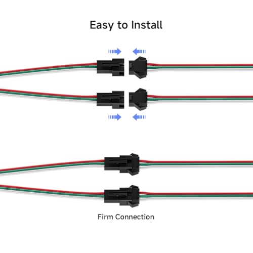 Image of BTF-LIGHTING 5 PCS JST SM 3PIN V Shape 1 to 2 Connectors for 3 Pin SMD WS2812B WS2811 WS2812 WS2814 SK6812 FCOB WS2811 IC Addressable LED Strip Female Male 15CM 22AWG Wire