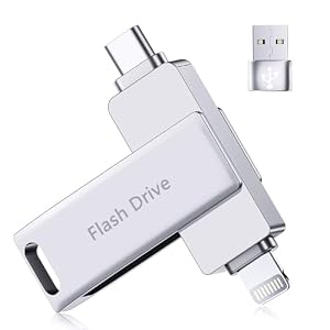 [Ohne App] USB Stick 512GB für iPhone MFi-zertifizierter, Lncnnk 3 in 1 Flash-Laufwerk, Lightning USB 3.0 Speicherstick Fotostick, USB C Stick für iPhone/iPad/OTG Android Handy/Mac/PC, Silber