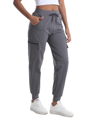 Women's Lightweight Hiking Joggers with Pockets - Water Resistant Cargo Pants for Outdoor Workouts Camping3