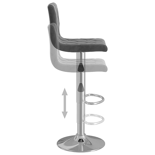Tabourets de bar en velours gris foncé réglables et pivotants | Lot de 2 - 8
