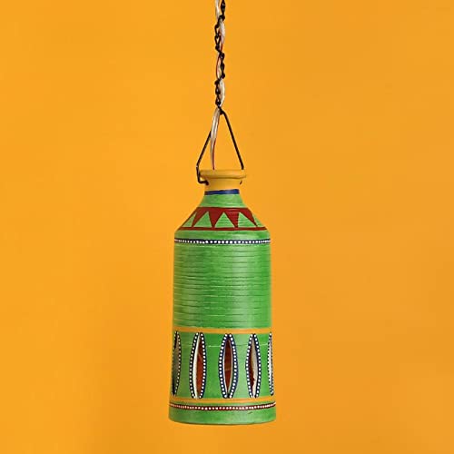 Image of AAKRITI ART CREATIONS Lemon Tower Handcrafted Hand-Painted Terracotta Pendant Lamp for Living Room Ceiling | Hanging Lights for Bedroom and Dining Table | Modern Hanging Lights | Pendant Lamp Decor