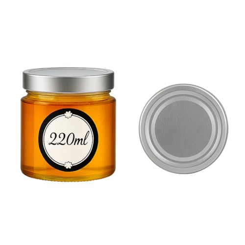 Sixby Lot de 6 bocaux en verre avec couvercle à visser (argenté), 220 ml, hermétiques, parfaits pour la confiture, le miel, les desserts et les stocks,...