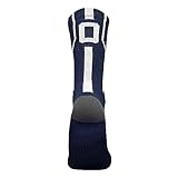 Mk Socks Player ID Jersey Number SINGLE Crew Sock - Navy Blue, White (SINGLE-0, L)