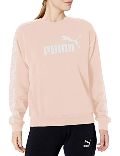 PUMA Women's Amplified Crew Neck Sweatshirt, Rosewater, S