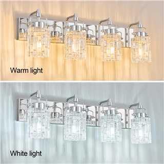 Miniatura 2 de Moderna lámpara de tocador de 4 luces con pantalla de cristal  Lámparas de baño cromadas sobre espejo