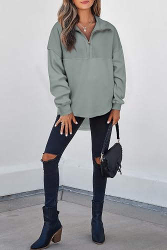 Image of SHEWIN Women Fall Sweatshirt Casual Half Zip Pullover Fall Top 2026 Clothes