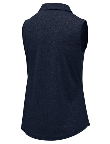 Image of BGOWATU Women's Golf Shirts Sleeveless Polo Shirts Collared 3 Buttons Tennis Tank Tops UV Protection Quick Dry