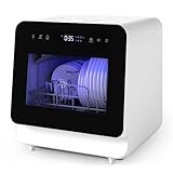 eklipt Portable Countertop Dishwasher, Mini Dishwasher, 5L Built-in Water Tank, 7 programs, Drying Cycle & Touch Control, 1-24H Delay Start & 360° Spray, Hose/No-Hose Setup, Black