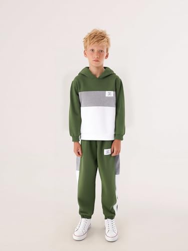 Image of Boys Sweatsuit Long Sleeve Color Block Hoodie Sweatshirt and Jogger Pants 2PC Sets Fall Clothes (Sizes: 4-8)