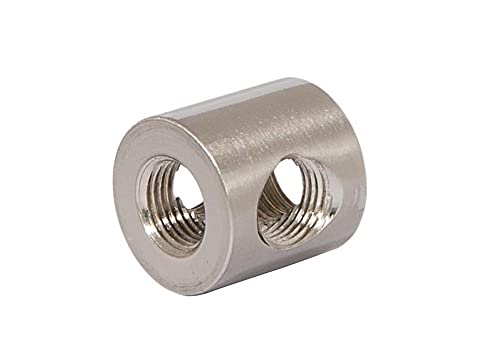 Image of B&P Lamp 4-Way Brass Arm Back, All Holes Tapped 1 /8IP, 3 /4 Inch Height by 3 /4 Inch Diameter, Satin Nickel Finish