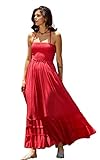 R.Vivimos Womens Summer Boho Sexy Backless Long Dresses (Medium, Punch Red)