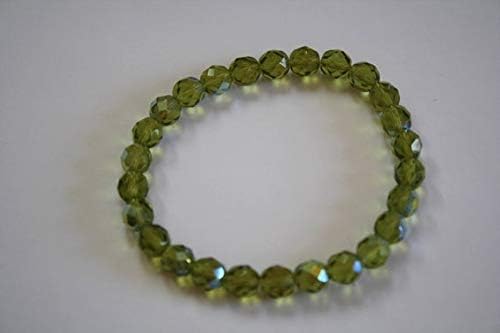 AAA++ Rare Quality Peridot Aurora Borealis Crystal Bracelet, August Birthstone, Crystal Bracelet, Peridot Bracelet, Green Crystal Bracelet 8mm Code- WAR10812