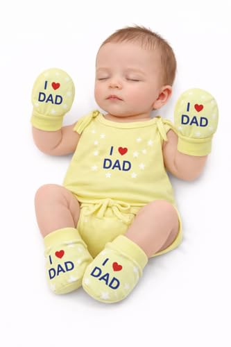 Image of Cuteably Newborn Baby Jhabla, Cap, Mittens, Booties, Nappy Combo Set, Soft & Breathable Cotton, Unisex, 0-3 Months
