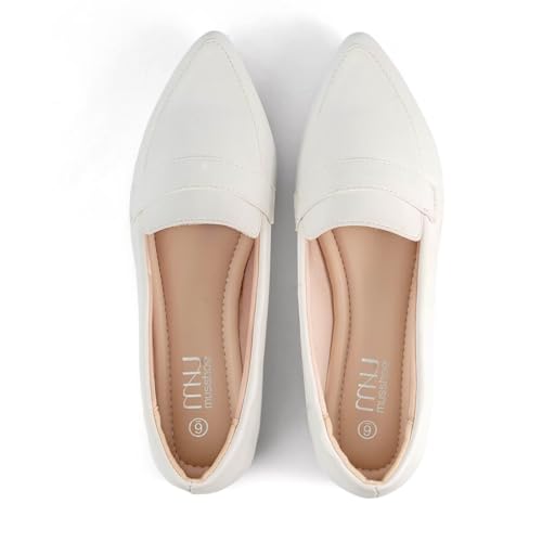 Image of MUSSHOE Loafers for Women Pointed Toe: Dressy Gold Bit Flats, Suede BusinessCasual Slip On Shoes for Office Work,Interview & Teacher