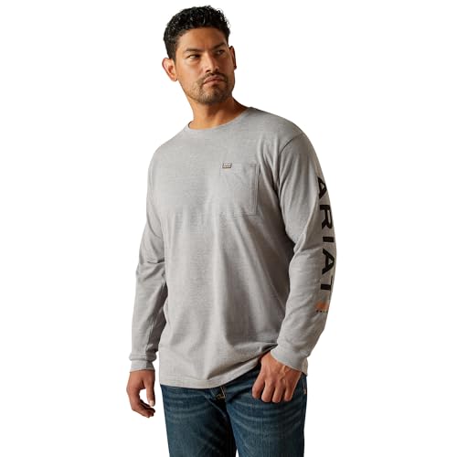 T-Shirt pour Homme Ariat en Coton Solide avec Poche Poitrine Pratique