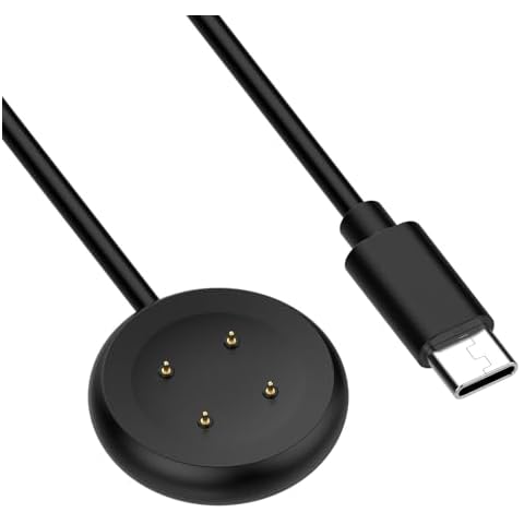Threeeggs Compatible with Google Pixel Watch 2 Charger, USB Charging Cable Dock for Pixel Watch 3, for Fitbit Sense, Sense 2, Versa 3, Versa 4 Smartwatch (Black - Type C) Cover