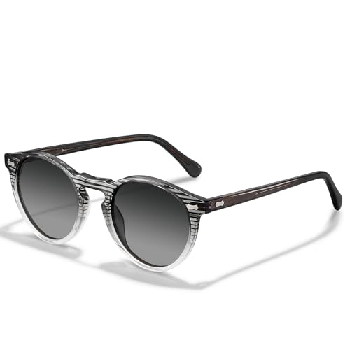 Image of CARFIA Acetate Polarized Sunglasses for Men Retro Classic Round Shades