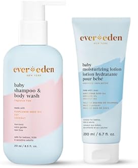 Evereden Baby Bathtime DUO: Baby Lotion for Newborn and 2-in-1 Newborn Shampoo and Body Wash Set - Soothing, Cleansing, & Hydrating Shampoo and Lotion