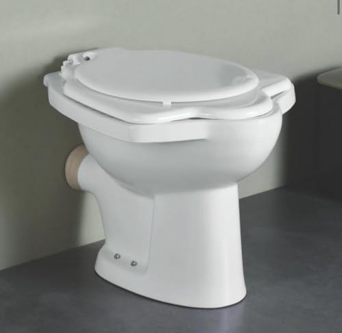 Image of Floor Mounted Ceramic Commode /EWC /Western Toilet /European Commode /Water Closet With Seatcover For Bathrooms 18 X 21 X 16 Inch ANGLO-(P TRAP OUTLET)