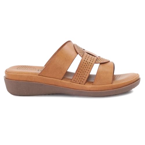 Image of Moshun Criss Cross Sandals for Women & Girls | Multi Strap & X Strap Flat Sandals, Bounce Back Technology Footbed with Adjustable Strap, Anti-Slip Sole | Lightweight Daily Wear Casual Slip-On Sandals