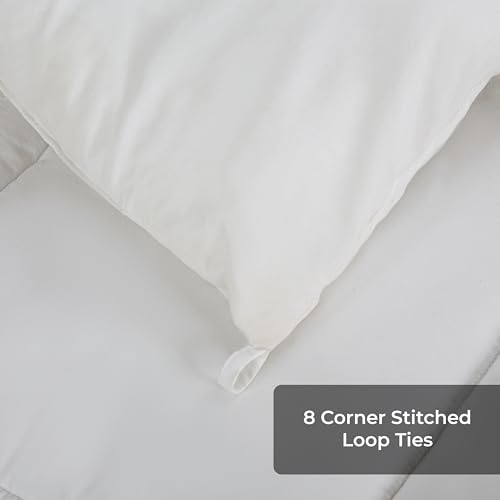 Image of ROYALE Queen Comforter - All Season Down Alternative Bedding Comforters - Lightweight Quilted Comforter with Corner Tabs - Ultra Soft Luxury Hotel Comforters - Box Stitched Duvet Insert (Queen, White)