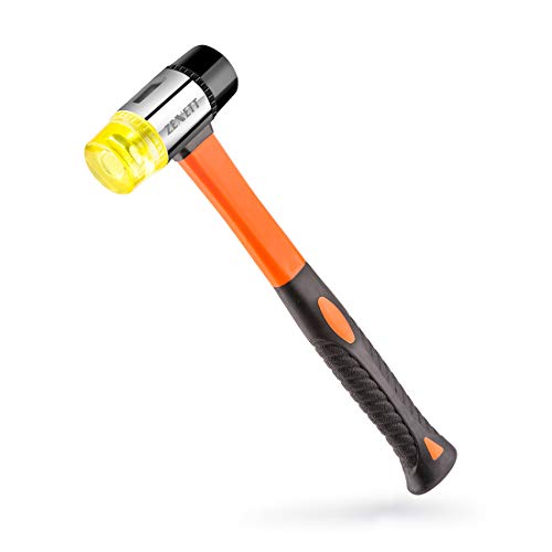 ZEXETT Rubber Mallet, 35mm Double-Faced Soft Hammer with Fiberglass Handle, Perfect for Leather Crafts, Jewelry and Flooring Installation (35 diameter)