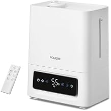 FOHERE 6L Humidifiers for Bedroom, 60H Cool Mist Humidifier for Large Room, 28dB Ultra-Quiet Runtime for Baby, Indoor, Plants, Smart Humidity Sensor, 16H Timer, Night Light, Oil Diffuser, White