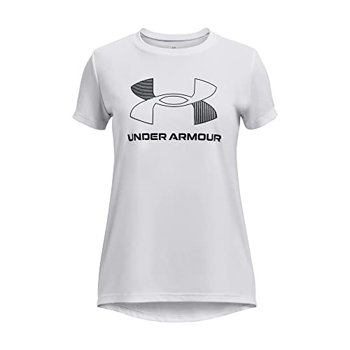 T-shirt Under Armour fille à grand logo noir vêtement de sport blanc léger