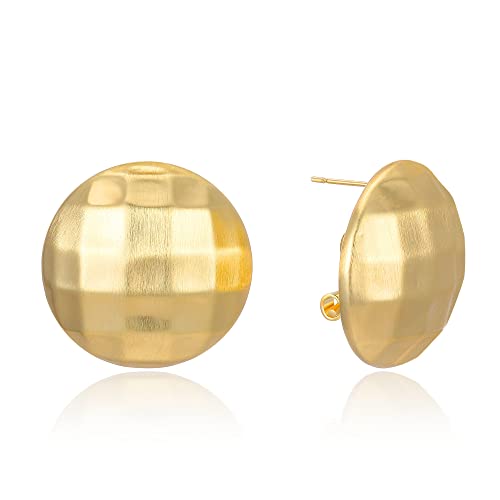 Aprilery Gold Stud Earrings For Women, 18K Gold Plated Round Ball Heart Knot Cable Earrings Cuff Ear Gold Jewelry Earrings For Teens Girls Gifts For Her (Big Round) #TOP16